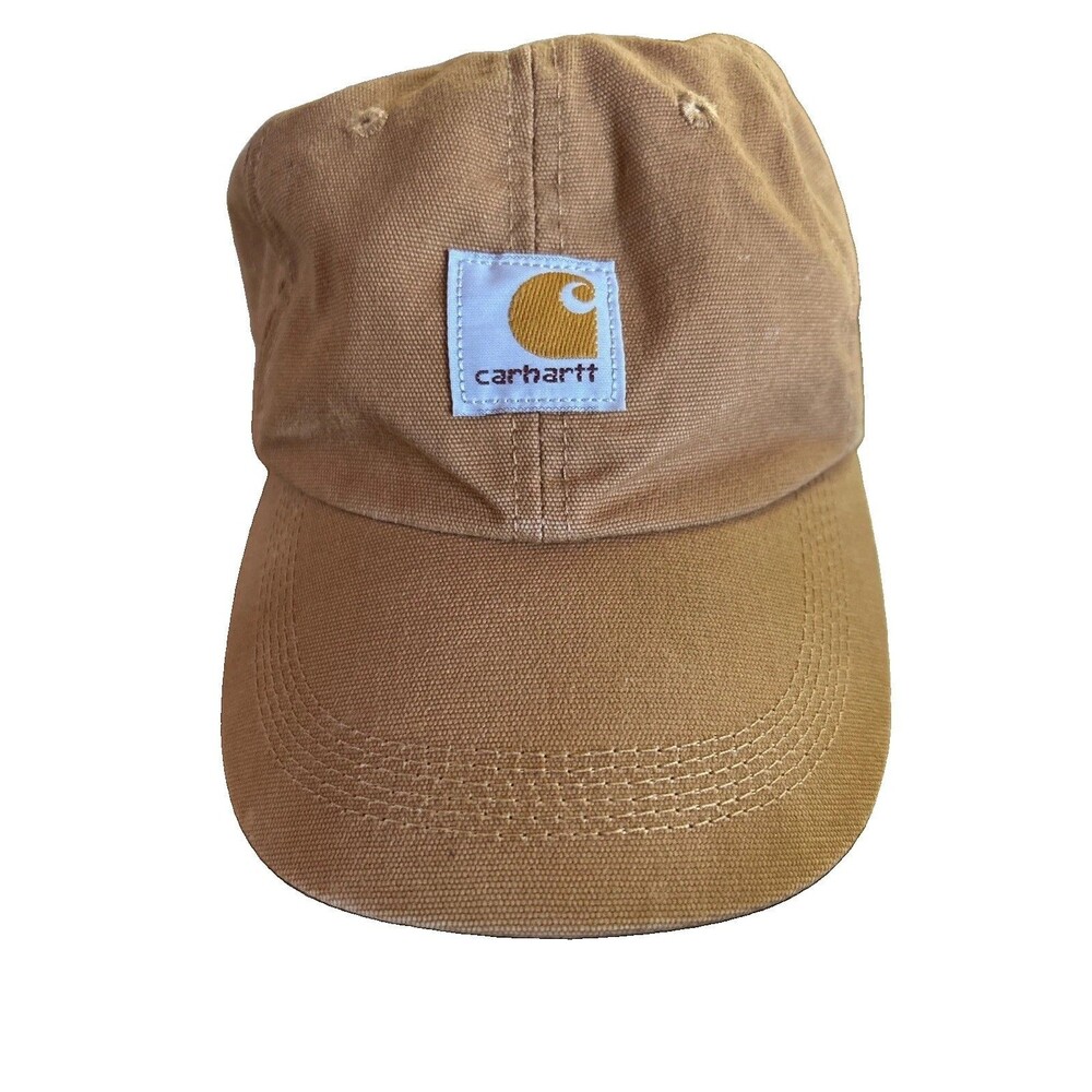 Carhartt Tan Youth Cap One Size Cotton Canvas Hook Loop Strap Ranch Farm Chore